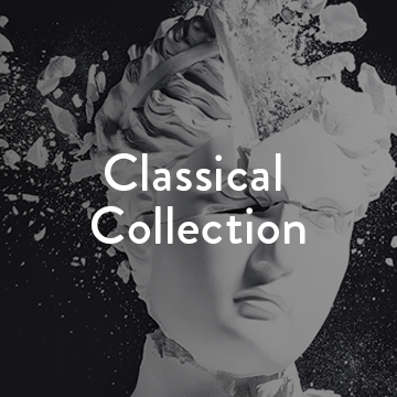 White bust being smashed on a black background with white text 'Classical Collection'